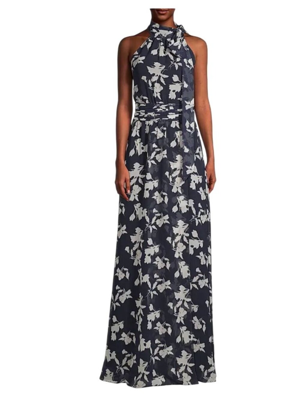 Sachin & Babi Kayla Floral High-Neck Gown Navy Venetia Petal NWT - Size 4